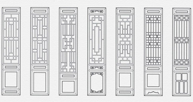 灵台常用中式仿古花窗图案隔断设计图